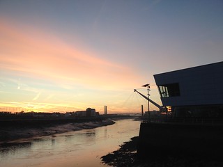 The River Usk in Newport at sunrise