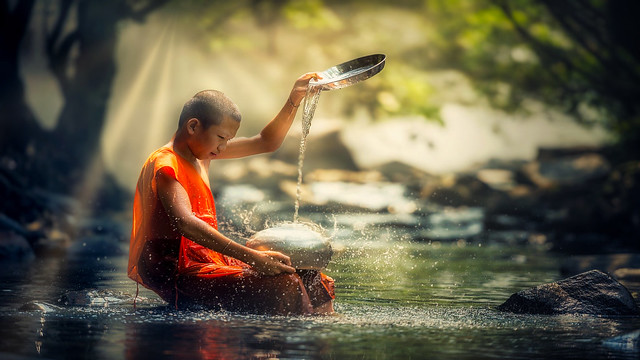 Young Monk Filling a Waterbowl, Explored