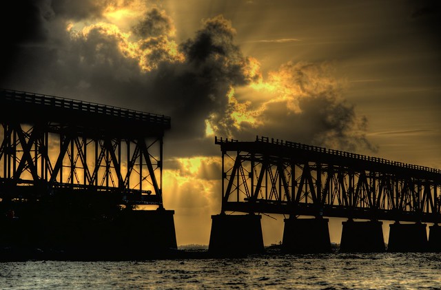Sunset, Historic Bahia Honda Railroad Bridge, Florida Keys