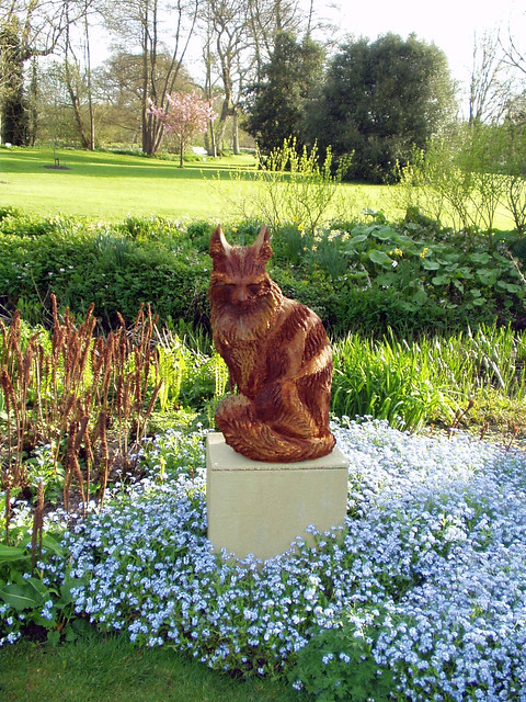 Cat Sculpture in the Gardens at Michelham Priory, Sussex, 16th April 2009