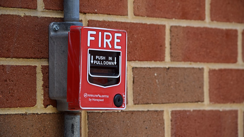 Fire alarm pull station at New Street parking garage [06]