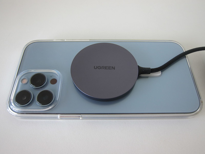 Ugreen Magnetic Wireless Charger - Attached To iPhone 13 Pro Max