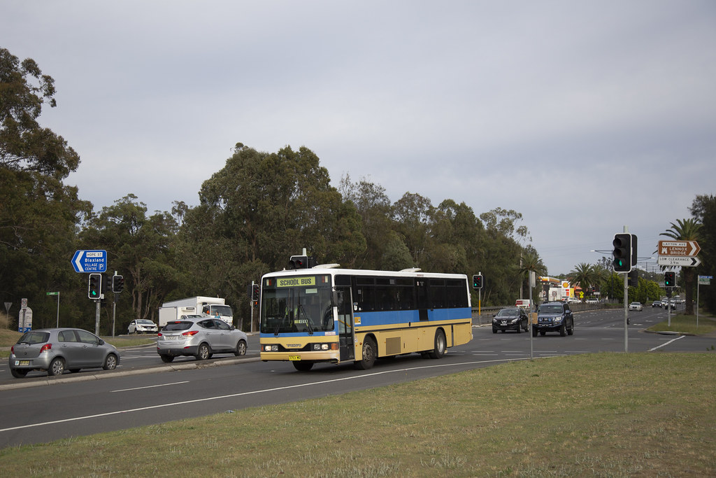 Blue Mountains Transit 3753MO Volvo B10M/Custom Coaches on the Great Western Highway at Blaxland.