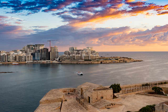 Sunrise over Sliema, Valletta
