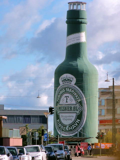 Copenhagen landmark giant Tuborg beer bottle is over 100 years old - the brewery on the site is long gone