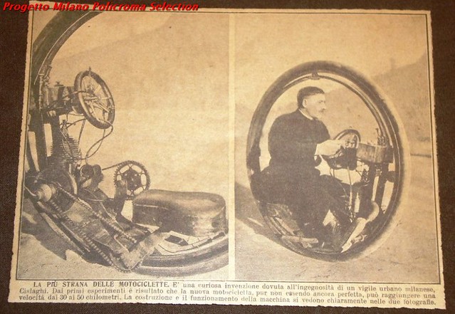 1922 il vigile urbano milanese Cislaghi inventa un nuovo tipo di motocicletta