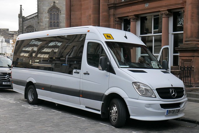 John Ferguson Mini Bus Hire of Stirling Mercedes Benz 515CDi Excel BX08EOR at Rutland Street, Edinburgh, on 2 November 2021.