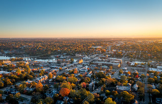 Fall Morning Drone Shot of Saint Charles, Illinois