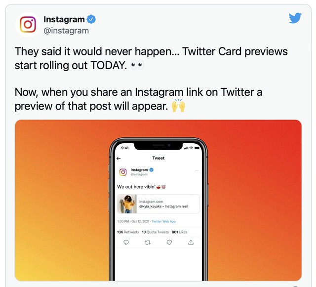 Instagram Kembali Lancar Paparan Imej Previu Di Twitter, Berfungsi Semula Selepas 10 Tahun