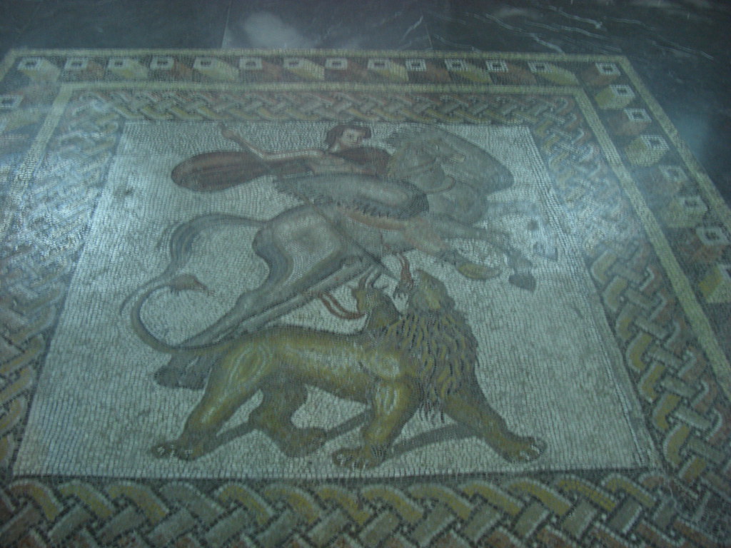 Mosaic of Bellerophon slaying the Chimera