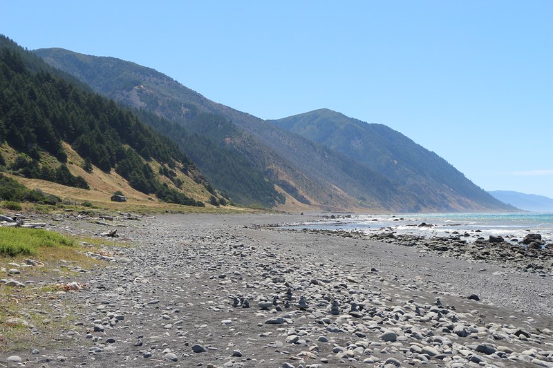 We continued hiking south toward Oat Creek on the Lost Coast Trail and saw a private cabin on the left