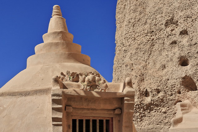 Modern clay stupa-foot of Yulin caves. Guazhou county-Gansu province-China-0707