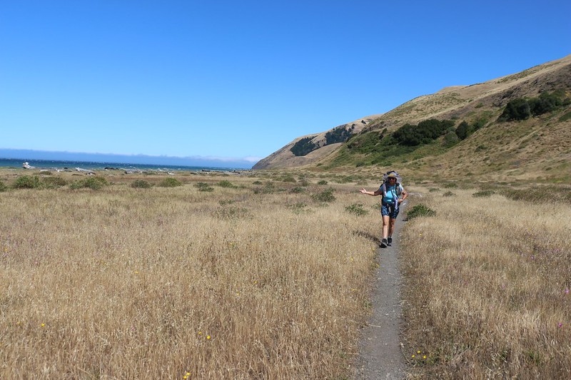 It was hot and dry up on Spanish Flat and Vicki wondered why the Lost Coast Trail was so far from the ocean