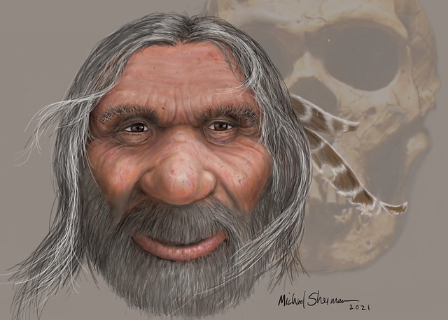 Neanderthal Man with Feathers