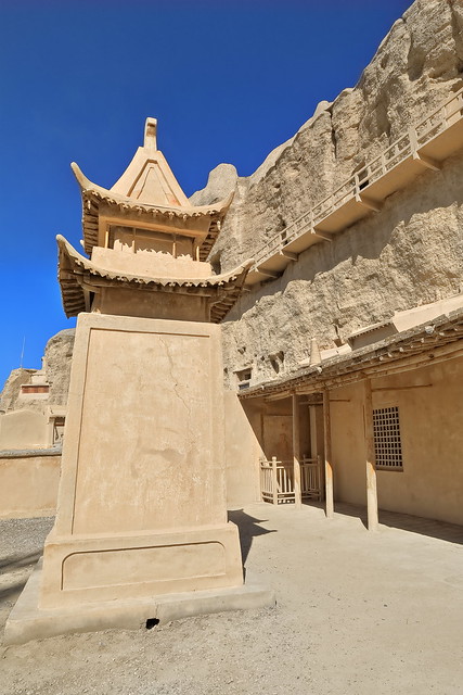 Modern clay pagoda mockup-foot of Yulin caves. Guazhou county-Gansu province-China-0713