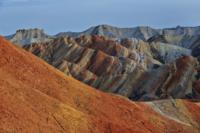 Seven Color Mountain landform seen from Colorful Clouds Observation Deck in Zhangye Danxia-Qicai Scenic Spot. Gansu-China-0904