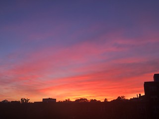 Brilliantly colorful sunset, view from Georgetown, Washington, D.C.