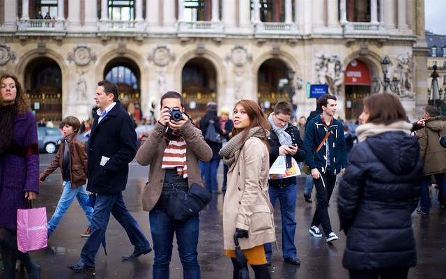 Tourists in Front of Opera Garnier, Paris, France