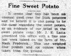Nash Frederick Sweet Potato The Roxboro Courier (Roxboro, N.C.) 31 August 1927cp