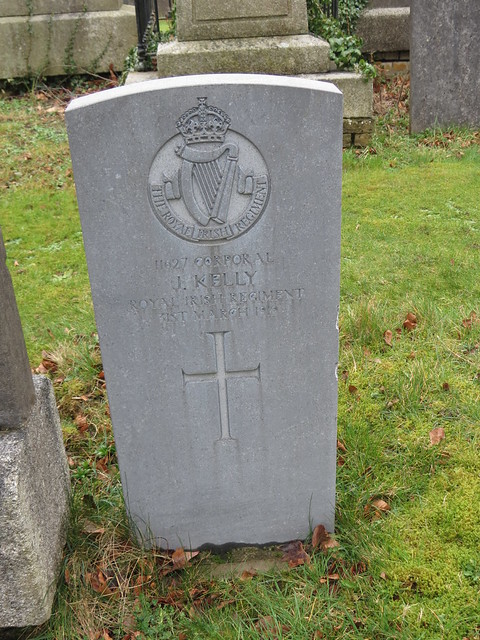 British Military Grave, Glassnevin Cemetery. 11627 Corporal J Kelly The Royal Irish Regiment. 31 March 1919