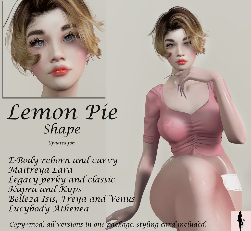 Lemon Pie Shape for lelutka Lilly heads and multiple bodies, updated