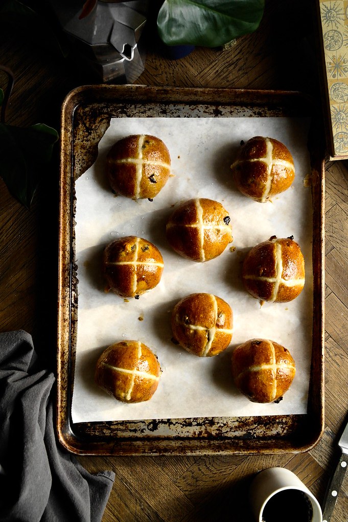 marzipan-stuffed hot cross buns