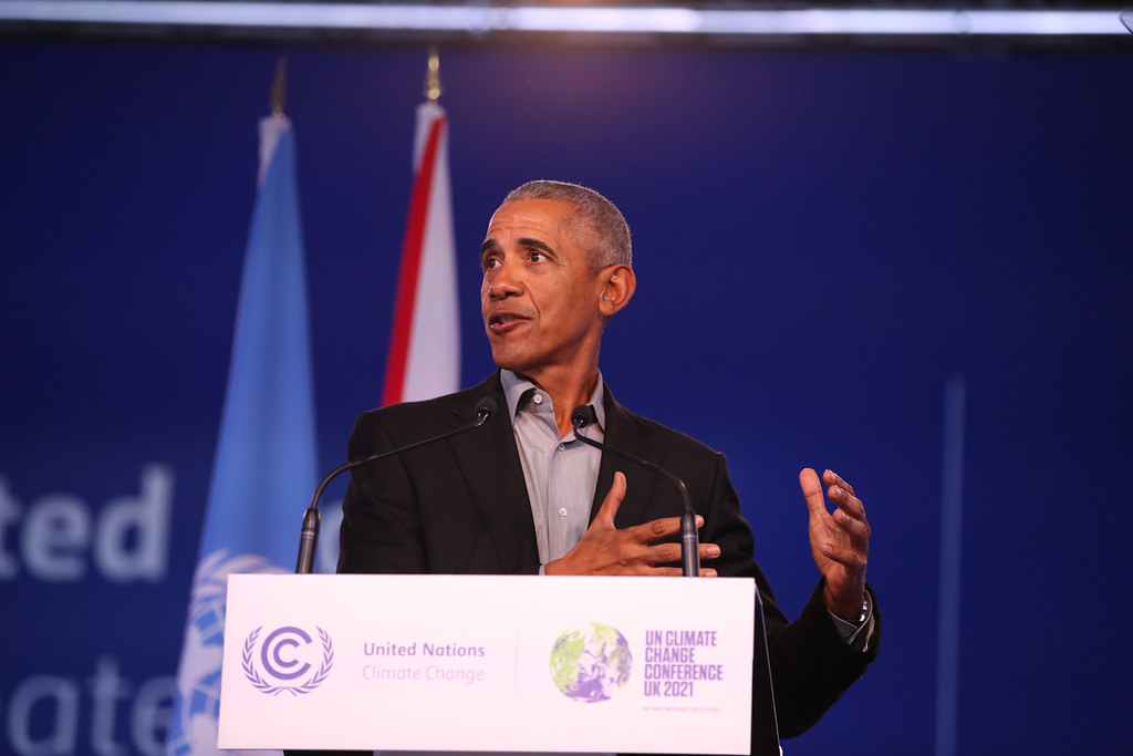 歐巴馬回到聯合國氣候變遷大會上演說。圖片來源：UNclimatechange（CC BY-NC-SA 2.0）