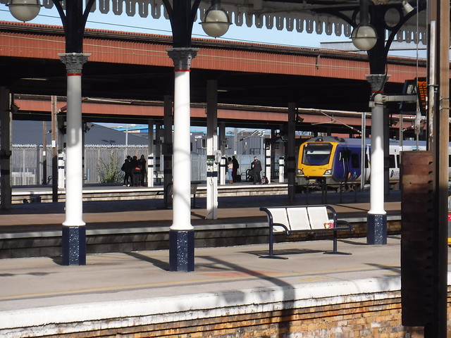 195 023 is forming a service to Leeds at York Station.