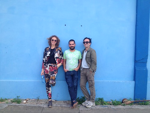 Monica Manzutto pictured with Gabriel Kuri and Wilfredo Prieto. Photo: kurimanzutto