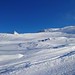 Pohled z kotvy Kaserer 2 na Kaserer 1: všude plno sněhu