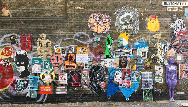 Wild paste-up wall in Shoreditch