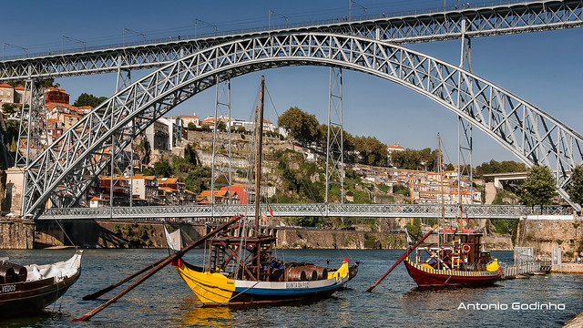 Rabelos Boats with Luiz I Bridge in the background