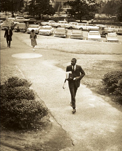 Harold A. Franklin walks on Auburn University's campus in 1964.