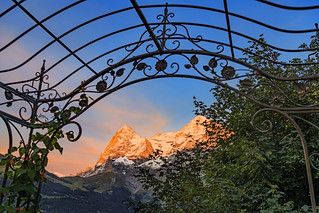 Mountains and metal arch