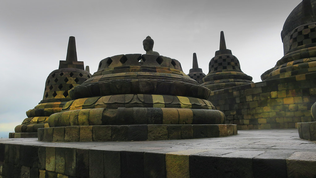 Buddhist Stupas of Borobudur , Java , Indonesia