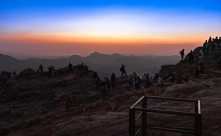 Moments before sunrise at the summit of Mt Sinai