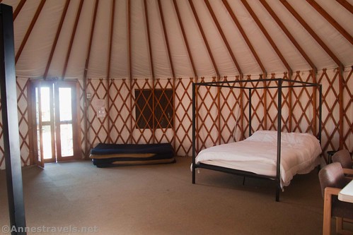 Inside of the yurt at the ACT Campground in Moab, Utah