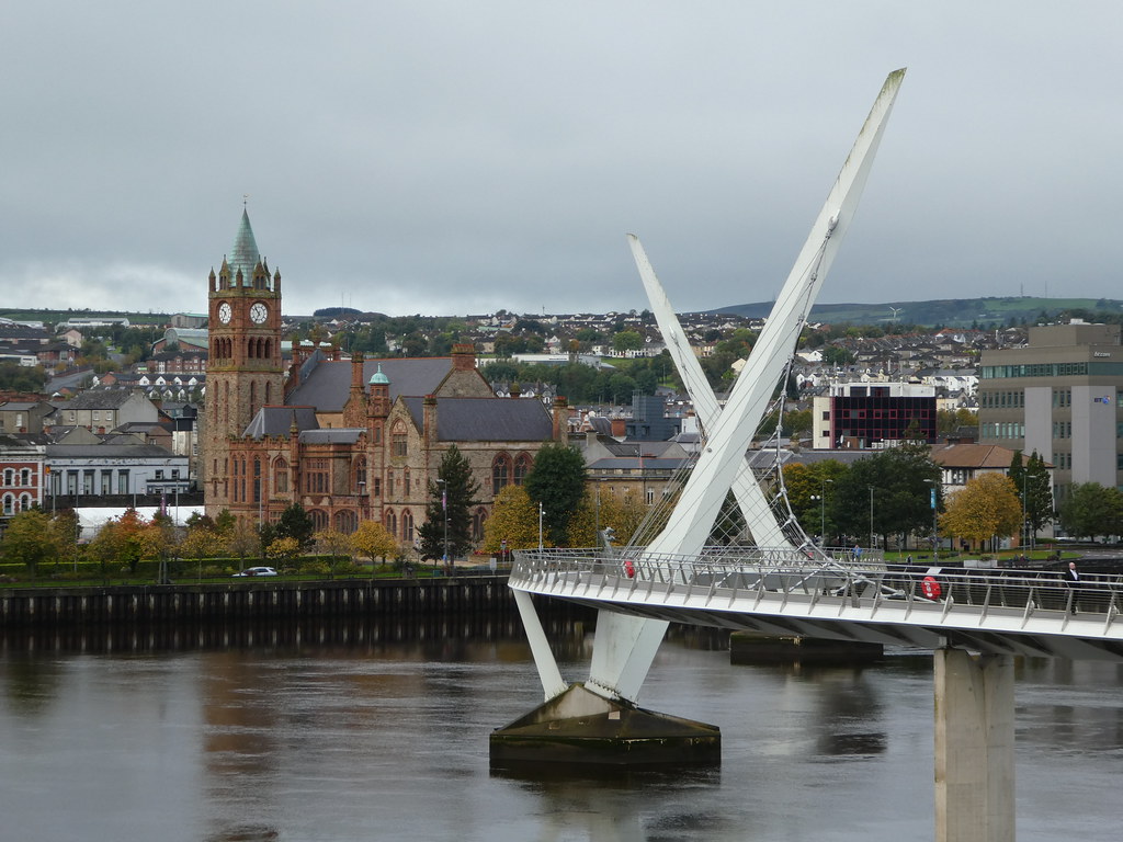 The Peace Bridge and Guildhall, Derry