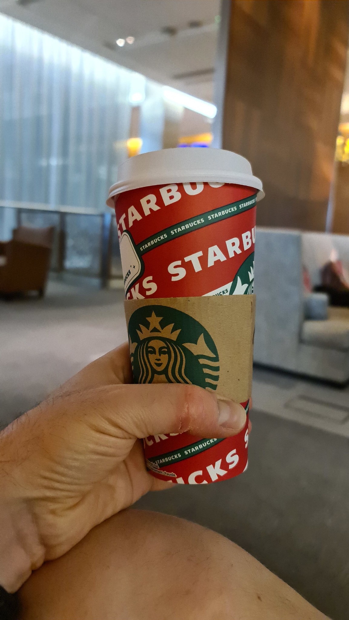 Enjoying my Starbucks in the CCR at Heathrow