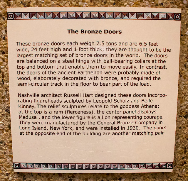 The Parthenon, bronze doors description