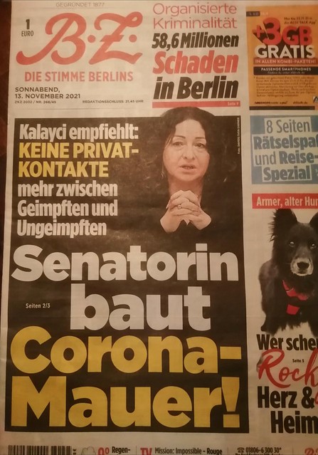 Berliner Senatorin baut Corona Mauer😷 auf, Hilflos, planlos, ziellos 😢. 📲 Foto
