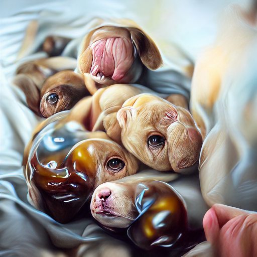 'a hyperrealistic painting of puppies' Multi-Perceptor VQGAN+CLIP Text-to-Image