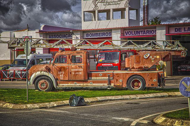 Old fire truck in HDR