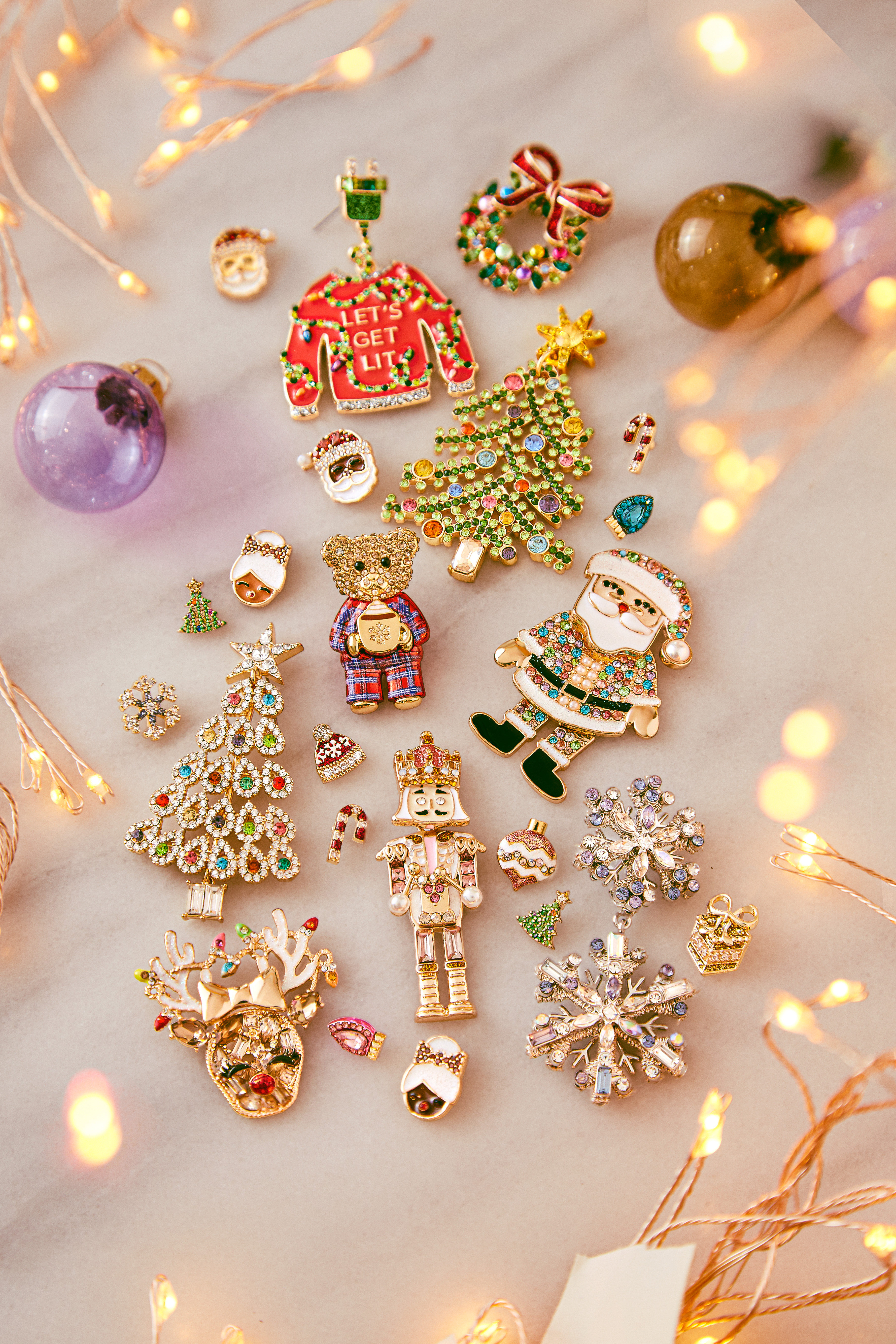 BaubleBar Festive Christmas Earrings. Christmas Tree Earrings, Santa Earrings, Reindeer Earrings, Snowflake Earrings