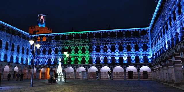 Lumières de Noël, Plaza alta, Badajoz, province de Badajoz, Estrémadure, Espagne