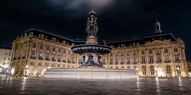France - Bordeaux - Place de la Bourse at night