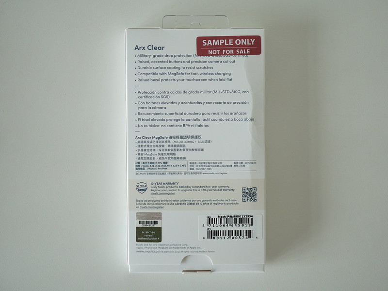 Moshi Arx Clear Slim Hardshell Case for iPhone 13 Pro Max - Box Back