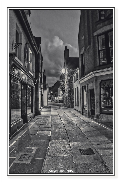 Night View, Albert Street, Kirkwall, Mainland, Orkney Islands, Scotland UK