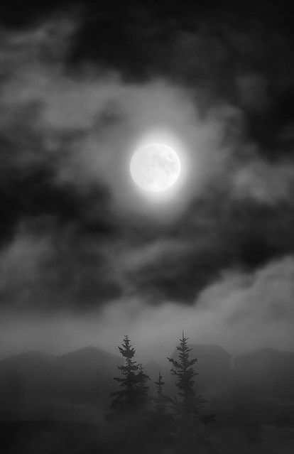 Fog and full moon