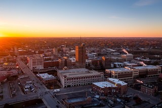 Sunrise over Downtown Aurora, Illinois